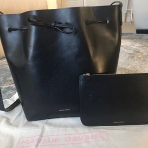 Mansur Gavriel Large Black Leather Bucket Bag